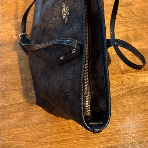 Coach Dark Brown Signature Tote with Black Handles - Picture 9 of 15